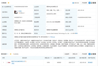 國投集團40億元成立種業科技公司